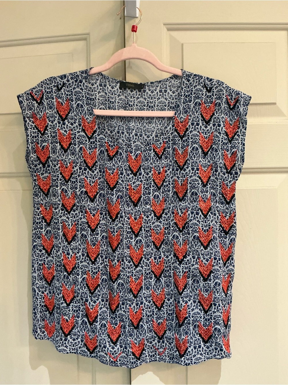THML Navy Blue Wicklow Chevron Embroidery top